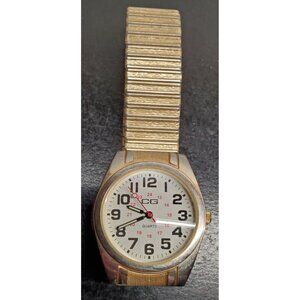 Vintage‎ CG Quartz Watch With Gold-Tone Stretch Band & Easy Read Dial-Untested